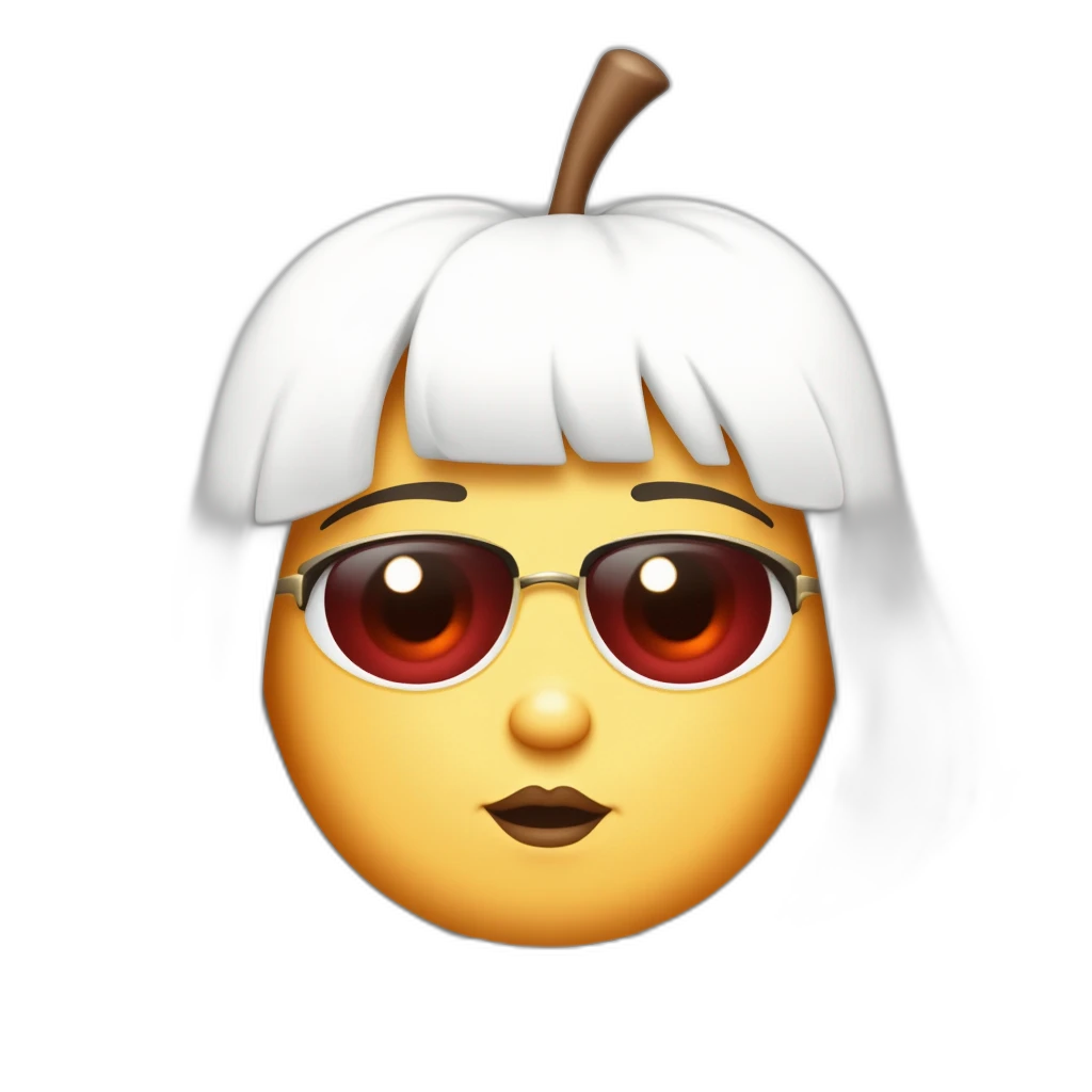 un emoji estilo apple de una chica blanca con lentes redondos y un lunar bajo el ojo derecho por la mejilla, cabello lacio a ondulado castaño delgada con un polo manga larga a rayas sonriendo-emoji